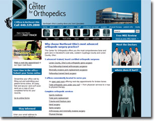 Archived homepage of The Center for Orthopedics